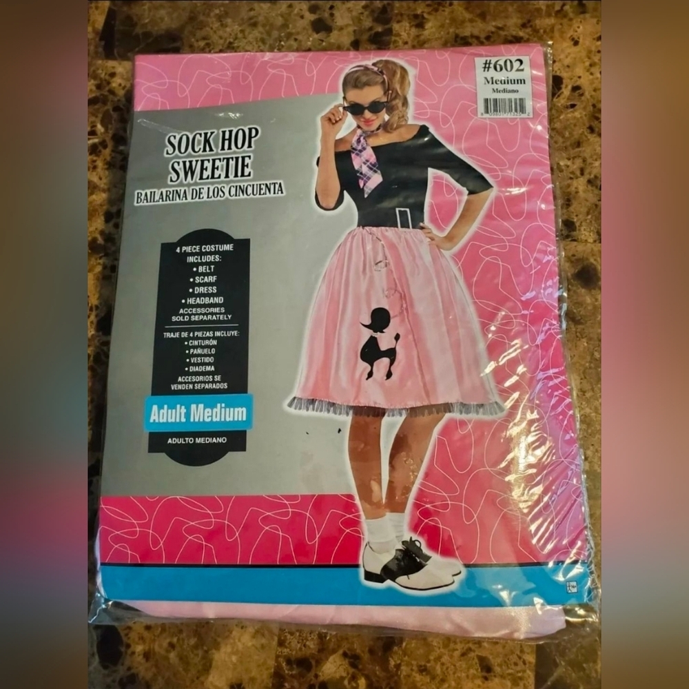 NEW Sock Hop Sweetie 50s Adult Pink Black Costume Size Medium